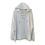 Aerie Women's White Cotton Lace Cage Hoodie M Oversized Pullover Sweatshirt VG