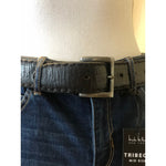 Machine by Bassico Vintage Black Leather Belt 38” Unisex 2-Layer Thick Spain VG