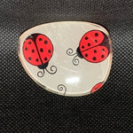 Vintage Ladybugs Brooch Glass Overlay Red Black Beige 2"x1.7" Costume Pin