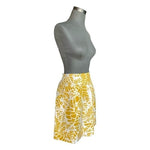 Ann Taylor LOFT Yellow White Leaf Print Linen Blend Mini Skirt Size 8