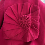 Simply Chloe Dao Women's Magenta Origami Trim Sleeve Blazer S 3D Flower 4-Button