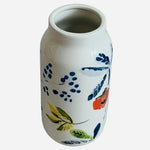 Threshold White Ceramic Vase Handcrafted Floral Print Stoneware 8" Farmhouse New
