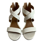 Style & Co White Leatherette Low Heel Sandals Women's Shoes Size 5.5 Stiletto