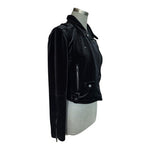 BlankNYC Anthropologie Black Velvet Moto Jacket M Zip Front Biker Crushed