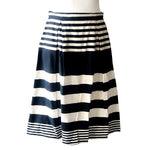 Moda at George Black White Striped Midi Skirt UK 10 US 8 Cotton Ruffled Good