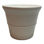 Modern White Ceramic Planters Set of 2 Horizontal Ribs 5" 4" Round Pots New