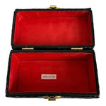 Black Croco Embossed Leatherette Jewelry Box Travel Trinket Keepsake Very Good