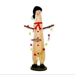 Snowman Candle Holder 16.5" Wood Santa Hat Figurine Christmas Decor Very Good