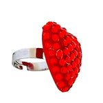 Girls Heart Shaped Ring Red Rhinestone Silver Adjustable Dress Up Jewelry NWOT