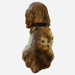 Dog Mate Sitting Cocker Spaniel Puppy Figurine Resin Statue 7" White Tan Black