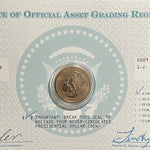 2009 Presidential John Tyler Dollar Coin Certificate Asset Grading Uncirculated