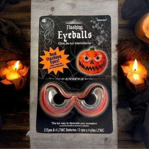 Halloween Decor Red Flashing Eyeballs Trick Or Treat Party Pumpkin Decoration