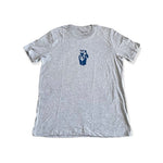 MADE HERE Sam Icon Heather Grey Navy 100% Cotton Graphic Short Sleeve Mens Tee M