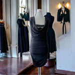 Laundry by Design Black Cowl Neck Sequin Drape Midi Dress 6 Sleeveless $158