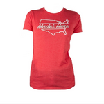 MADE HERE Cross Country Women's Tee XL Heather Strawberry White Cotton NWOT