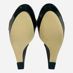 SHOEDAZZLE MORGANA Black Gold White Open Toe Platform Wedge Sandals Size 8