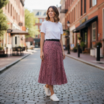 ZARA Pleated Satin Midi Skirt Black Pink Animal Print Elastic Waist Size XS