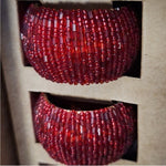 Rachel Zoe Red Beaded Napkin Rings Set of 8 Handmade Table Decor New in Box