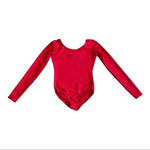 Leveret Girls Red Stretch Nylon Long Sleeve Bodysuit Dance Leotard Size L NWOT