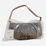 ELLEN TRACY Brown Signature Print Baguette Shoulder Bag NWT Vegan Leather