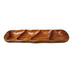 Vintage Hand Carved Mahogany Wood 4 Compartment Serving Tray 19.5" Condiment VG
