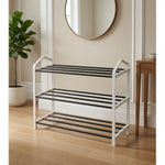 4 Tier Metal Shoe Rack Organizer White Frame Space Saving VG