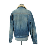 Abercrombie & Fitch Women's Denim Trucker Jacket Size S Sherpa Lined Blue VG