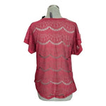 HYBRID Apparel Womens Tee L Burgundy Red Black Cross Front Lace Back Distressed