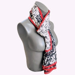 Calvin Klein Black White Red Floral Abstract Chiffon Scarf Wrap 72x28