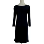 NINE WEST Women's Sheath Midi Dress XS Black Silver Long Sleeve Office Style VG