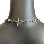 Women’s Brown Leather Silver Heart Necklace & Bracelet Jewelry Set Gift Box