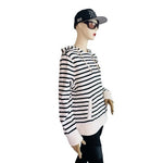 Ralph Lauren Jeans Women's Striped Hoodie XL Navy Blue Cotton LRL Sweatshirt VG