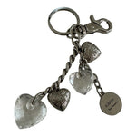 Vintage Kathy Van Zeeland Silver Tone Key Chain 3" Hearts Bag Charm Zinc Alloy