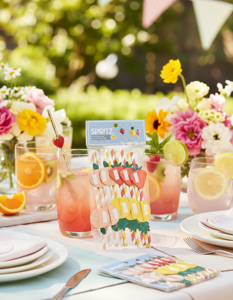 Spritz Fruit Honeycomb Paper Straws 10ct Strawberry Pineapple Peach NIP