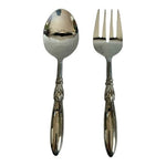 Stainless Steel Serving Spoon Fork Set 2 Piece Silver Utensils India Made