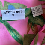 Vintage Alfred Dunner Hawaiian Floral Silk Blouse 18 Button Front Short Sleeve