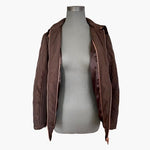 Per Una Women’s Chocolate Brown Quilted Puffer Jacket Rose Gold Zip Size 12 EXC
