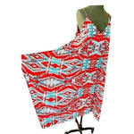 Tyche Women's Red Vivid Abstract Print Asymmetrical Midi Dress M Spaghetti NWT