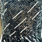 Alice Olivia Silk Sequin Sheath Dress Black Keyhole Back Size S