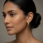 Gold Tone Textured Hoop Earrings 1" Womens Lightweight Classic Elegant Jewelry