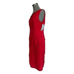 Vintage Papell Boutique Evening Dress 10 Red Silk One Shoulder Ruffle Lined NWOT
