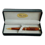 NIB Koa Wood Euro Style Pen Handcrafted Hawaiian Gold Trim Gift Box 6" Ballpoint