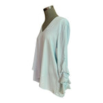 Karen Kane Women's Asymmetrical V-Neck Blouse M Fiji Teal Green Crepe NWT $98