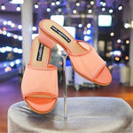 NIB KARL LAGERFELD Paris Coral Transparent Slip-On Block Heel Sandals Size 6