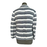 LOFT Ann Taylor Womens Blazer 10 Blue White Striped Linen Jacket 2 Button EXC