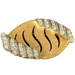Vintage 1950s BSK Silver Gold Rhinestone Brooch Pin 2.1"x1.4" Signed Collectible