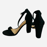 ALDO Black Suede Leather Open Toe Ankle Strap Heels Women’s Size 8.5