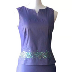 NAM of London Purple Sequin Sleeveless Top & Skirt Set UK 10 M Luxury Suit Good