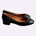 TORY BURCH Brooke Bow 25MM Black Nappa Leather Ballet Heels Size 5.5