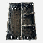 Brown Plastic Woven Organizer Basket 4 Compartments Storage 11.5x8" Home Office